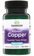 Swanson, Albion Copper 2mg, 300 Tabletten