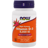 NOW Foods, Vitamin D3 5000 IU 120 Softgels, Wochendosis