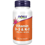 D-3 & K-2, 1,000 IU / 45 mcg, 120 Veggie Caps